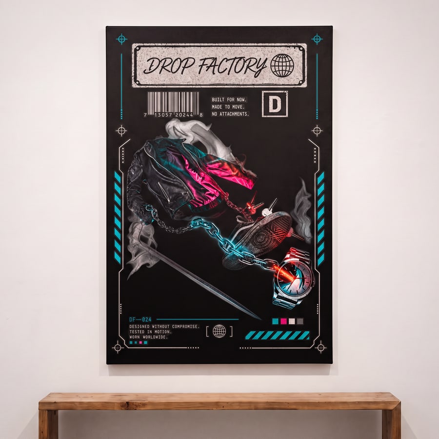 Stretched canvas print of the DF-024 Drop Factory poster